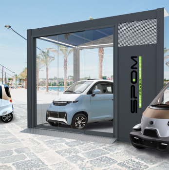 Box a ricarica solare per mini car e tricicli monopattini. Si può installare ovunque è totalmente autonoma.